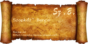 Szopkó Bence névjegykártya