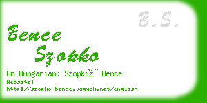 bence szopko business card